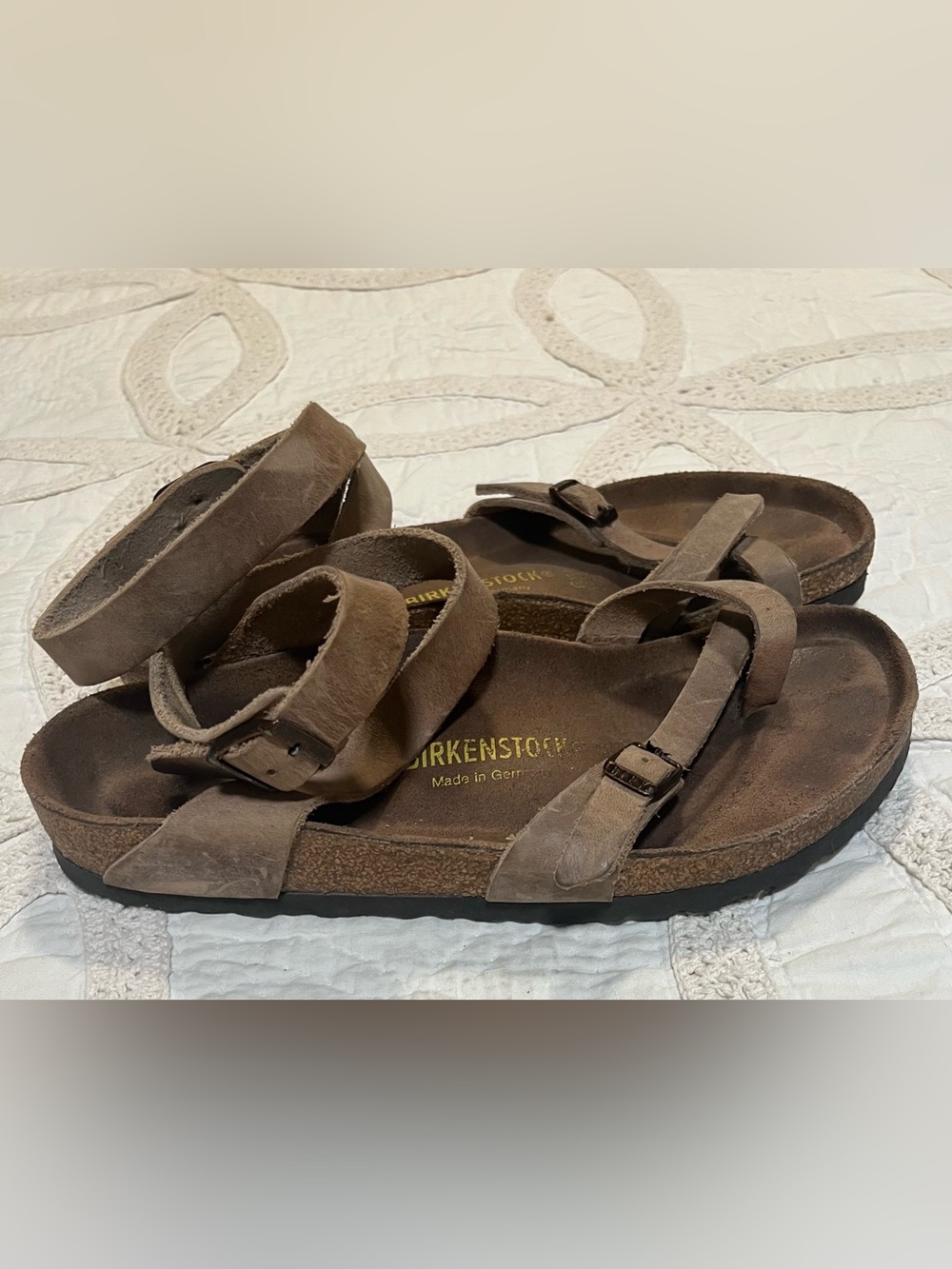 Birkenstock Women’s Taupe Leather Wrap Sandal Yara strappy - Picture 6 of 7